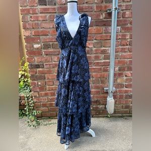 Molinetto Lace Ruffeled Tiered Sleeveless Maxi Dress